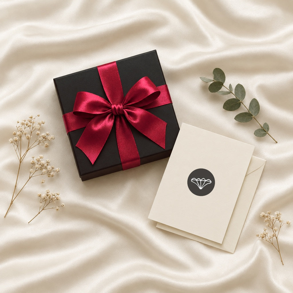 rubylimes Gutschein: Geschenkbox mit roter Schleife und Karte mit rubylimes Icon (Bild KI-generiert)